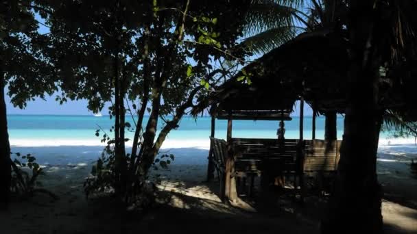 파시르 인도네시아 몰루카스 말루쿠 인도네시아에서 카리브해 야자수 청록색 백사장 리조트 — 비디오