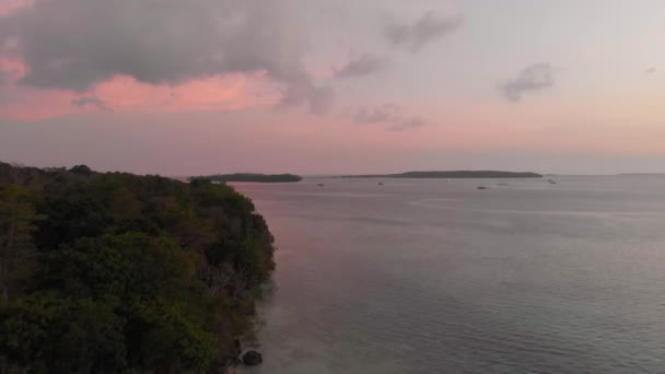 Antenn Oförorenad Kustlinje Tropisk Strand Karibiska Havet Pasir Panjang Kei — Stockvideo