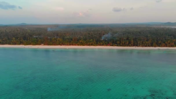 Antenn Oförorenad Kustlinje Tropisk Strand Karibiska Havet Pasir Panjang Kei — Stockvideo