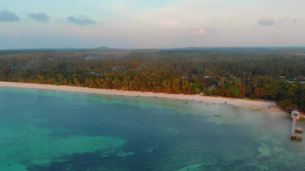 Antenn Oförorenad Kustlinje Tropisk Strand Karibiska Havet Pasir Panjang Kei — Stockvideo