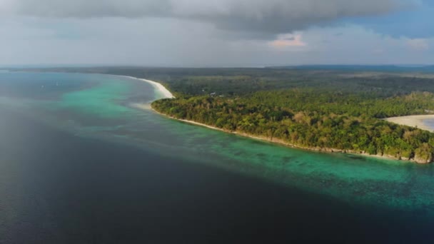 Antenn Oförorenad Kust Tropisk Strand Karibiska Havet Vid Pasir Panjang — Stockvideo