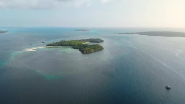 Aéreo Costa Não Contaminada Praia Tropical Mar Caribenho Pasir Panjang — Vídeo de Stock