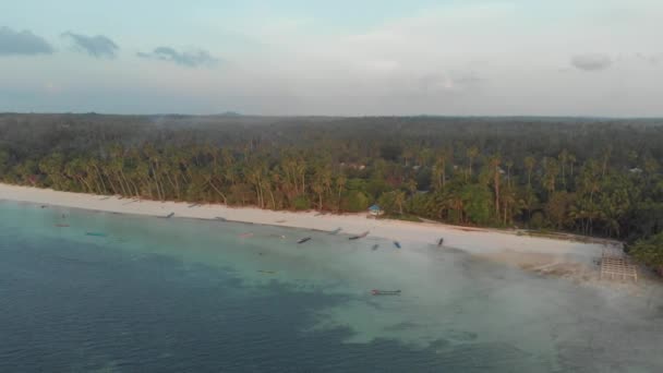 Aérea Costa Contaminada Playa Tropical Mar Caribeño Las Islas Pasir — Vídeo de stock