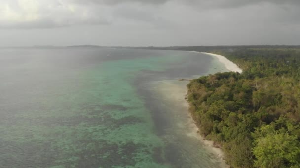 Aéreo Costa Não Contaminada Praia Tropical Mar Caribenho Pasir Panjang — Vídeo de Stock