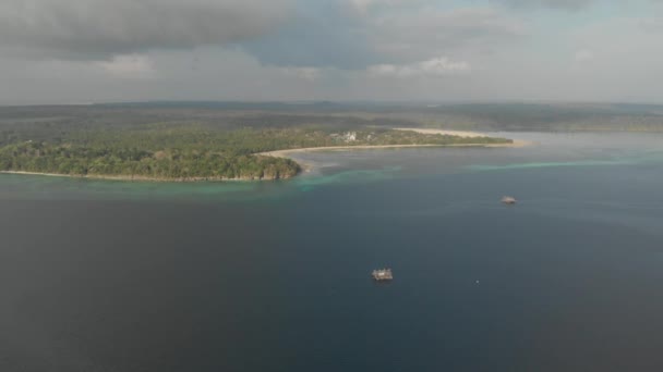 Aérien Littoral Non Contaminé Plage Tropicale Mer Des Caraïbes Dans — Video