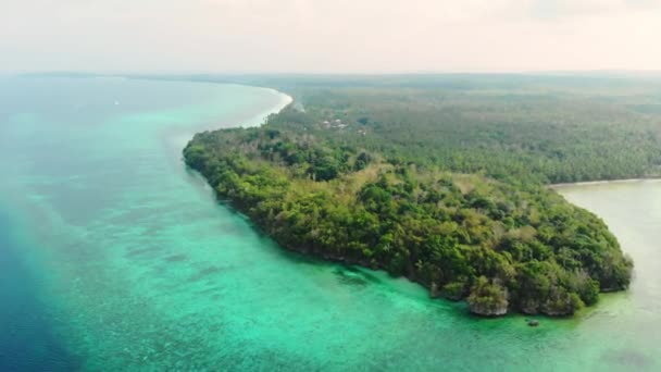 航空写真 ケイ諸島マルク モルッカス インドネシアの風光明媚な旅行先で汚染されていない海岸線熱帯ビーチカリブ海サンゴ礁環礁環礁 — ストック動画