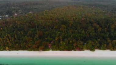 Hava: kirlenmemiş kıyı şeridi tropikal plaj karayip deniz mercan resif palmiye ağacı woodland Kei Adaları Maluku Endonezya gün batımında doğal seyahat hedef