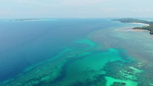 Aérea Costa Contaminada Playa Tropical Caribe Mar Arrecife Coral Atolón — Vídeo de stock