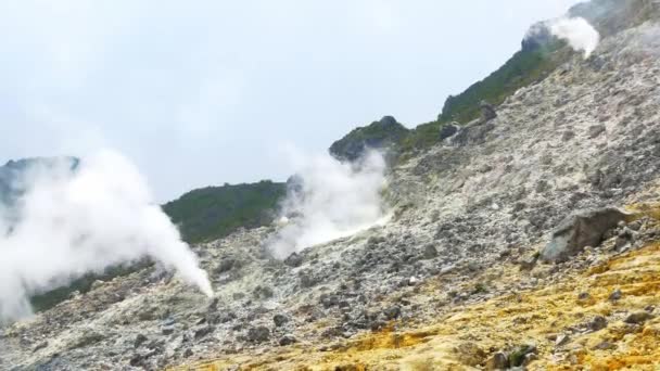 Vulcão Sibayak Caldeira Ativa Vapor Destino Viagem Berastagi Sumatra Indonésia — Vídeo de Stock