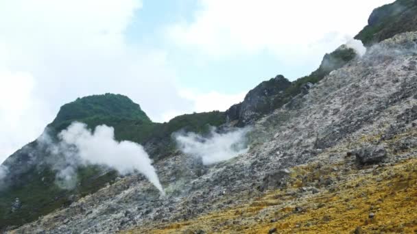 Volcán Sibayak Activo Vapor Caldera Destino Viaje Berastagi Sumatra Indonesia — Vídeos de Stock