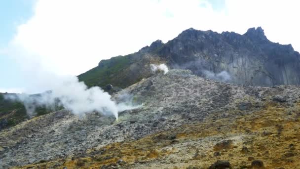 Sibayak Vulkán Aktív Kaldera Gőzölgő Úti Cél Berastagi Szumátra Indonézia — Stock videók