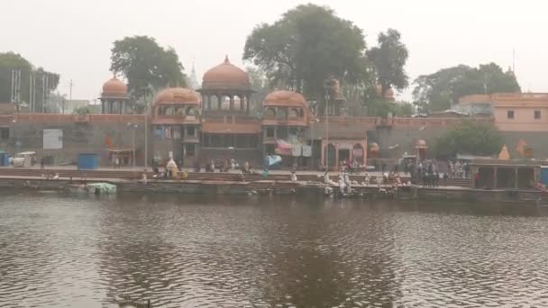 Ujjain India December 2017 People Attending Religious Ceremony Holy River — Stock Video