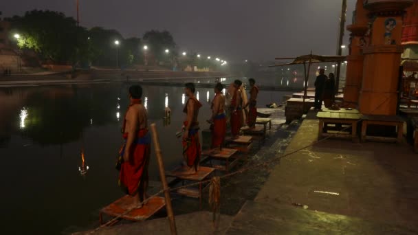 Ujjain Indie Prosince 2017 Noční Náboženská Slavnost Svaté Řece Ujjain — Stock video