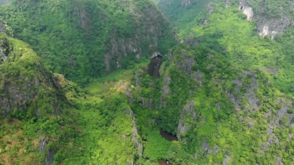 Widok Powietrza Region Ninh Binh Trang Tam Coc Atrakcją Turystyczną — Wideo stockowe