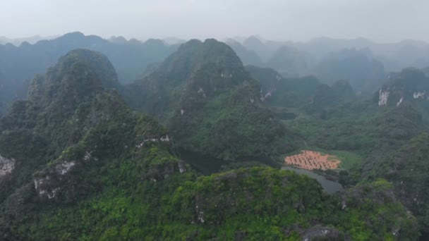 Vista Aérea Região Ninh Binh Trang Tam Coc Atração Turística — Vídeo de Stock