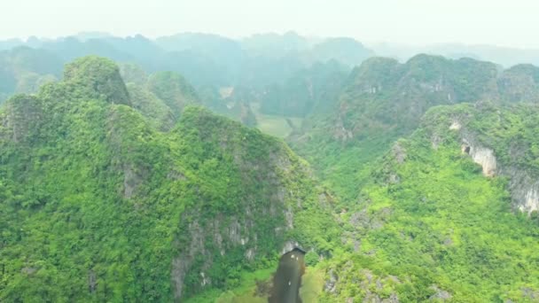 Vista Aérea Región Ninh Binh Atracción Turística Trang Tam Coc — Vídeo de stock