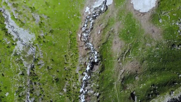 无人驾驶飞机飞越意大利阿尔卑斯山上美丽的高瀑布 郁郁葱葱的绿色山谷和山溪 旅游目的地外出徒步旅行 意大利皮埃蒙特托里诺附近的Pis瀑布 — 图库视频影像