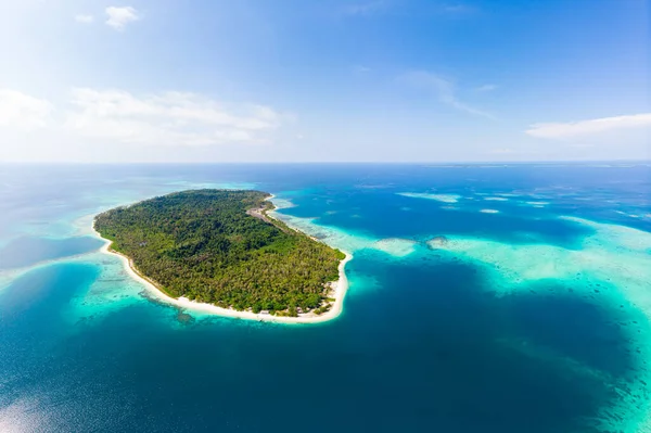 Antenne Exotische Tropische Insel Abgeschieden Von Allem Korallenriff Karibik Türkisfarbenem — Stockfoto