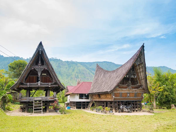 Lake Toba Indonesia Circa February 2019 Batak Traditional Houses Row — Stock Photo, Image