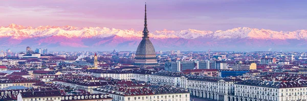 Italia Torino Skyline Torino Italia Paesaggio Urbano All Alba Con — Foto Stock