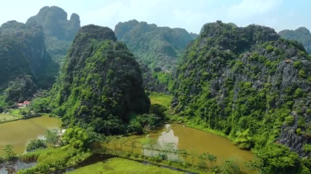 Aérien Paysage Karstique Nord Vietnam Coucher Soleil Vue Sur Région — Video