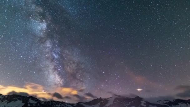 Zeitraffer Die Milchstraße Und Sterne Rotieren Über Den Majestätischen Italienisch — Stockvideo