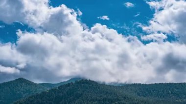 Zaman aşımı: Alpler İtalya dağ ormanları engin gökyüzünün altında dramatik kümülüs bulutlarıyla, doğanın ihtişamını, vahşi doğanın büyüklüğünü, özgürlüğün ve korkunun özünü yakalıyorlar.