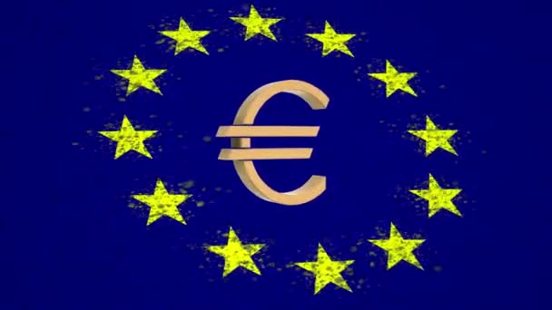 Euro Cent Europe Background Flag Particle — Stock Video