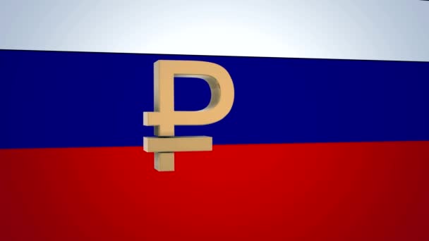 Russischer Rubel Hintergrund Flagge Russland Teilchen — Stockvideo
