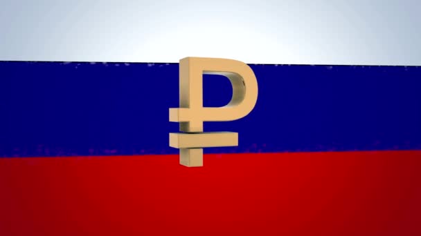 Ρωσική Σημαία Φόντο Ρούβλι Ρωσίας Σωματιδίων Σωματιδίων — Αρχείο Βίντεο