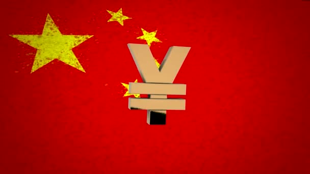 Cny Bandera China Yuan Bandera Fondo China — Vídeo de stock
