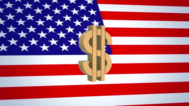 Eua Bandeira Nacional República Dólar Americano Símbolo País — Vídeo de Stock