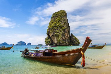 Uzun kuyruk tekne Railay Beach Krabi, Tayland