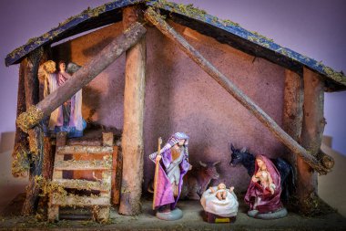 Noel süs Doğum sahnesi Bethlehem Mary, Joseph ve İsa Angel inek ve öküz
