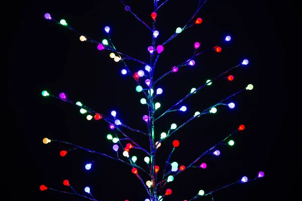 Julgran Med Färgade Glödlampor — Stockfoto