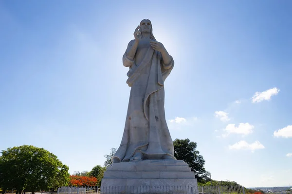 Christus Van Havana Cuba Carrara Marmer Heilig Hart Van Jezus — Stockfoto