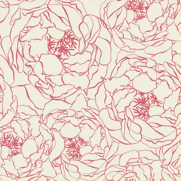 Modèle Pivoine Sans Couture Lignes Vectorielles — Image vectorielle