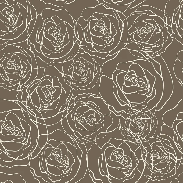 Візерунок Безшовних Троянд Векторних Лініях — стоковий вектор