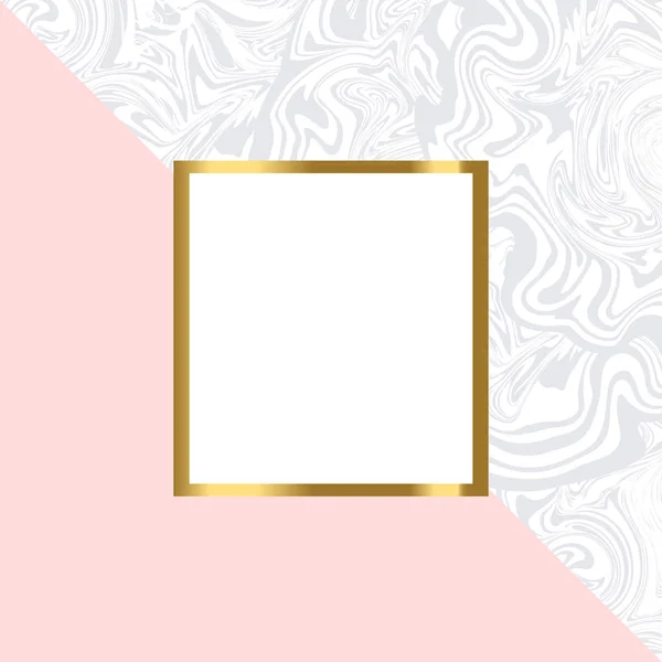 Carte Géométrique Rose Marbre Avec Cadre Doré Place Pour Texte — Image vectorielle