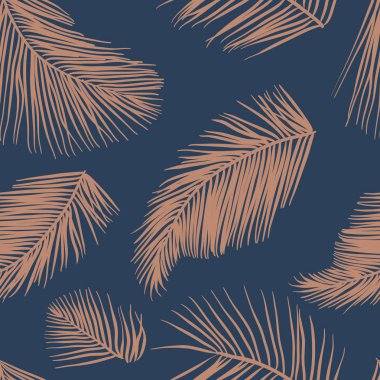 Tropikal palmiye yaprakları, orman sorunsuz vektör çiçek desenli bırakır. Vektör arka plan.