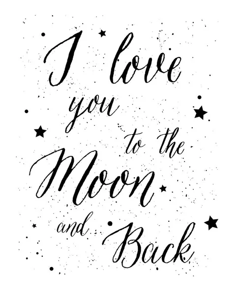 Kocham Cię Księżyc Powrotem Napis — Wektor stockowy