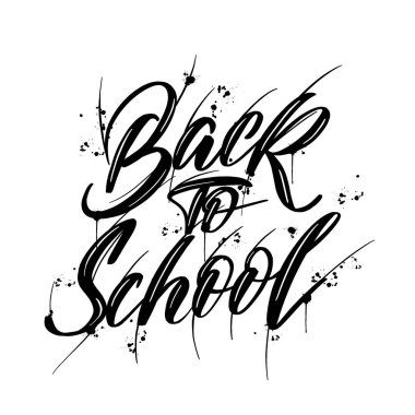 Okula - vektör yazı yazıt el dönüş. Tipografi tasarımı. Tebrik kartı.