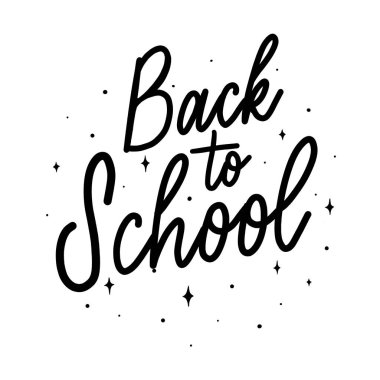 Okula - vektör yazı yazıt el dönüş. Tipografi tasarımı. Tebrik kartı.