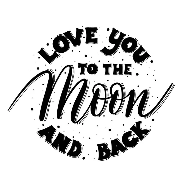 Kocham Cię Księżyc Powrotem Napis Napis Wektor Projektowania Typografii Życzeniami — Wektor stockowy