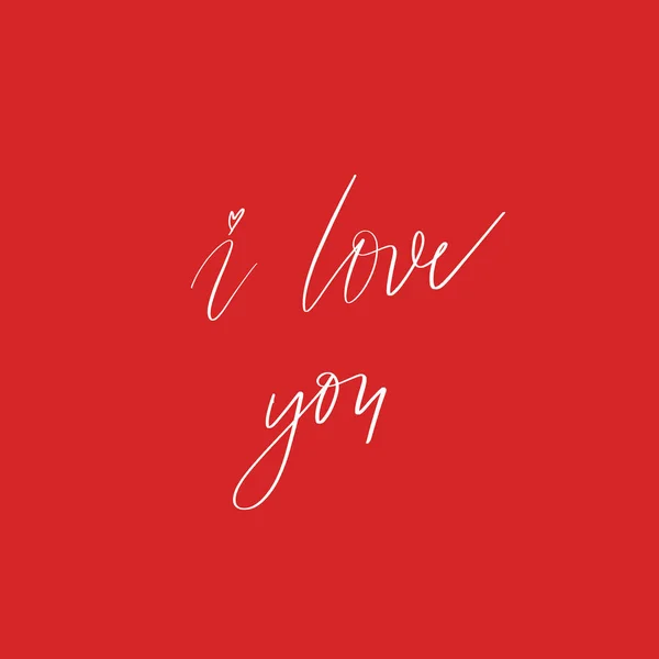 Jag Älskar Dig Inskriften Hand Bokstäver Röd Bakgrund Vektor Typografi — Stock vektor