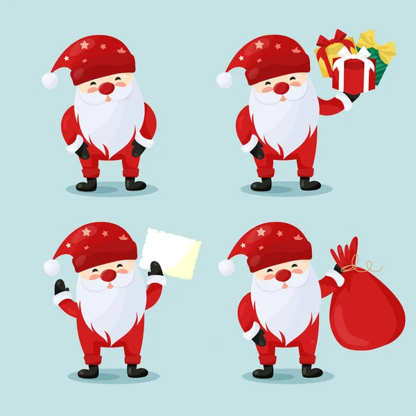 Kolekcja Kreskówek Boże Narodzenie Santa Claus Funny Szczęśliwy Charakter Santa — Wektor stockowy