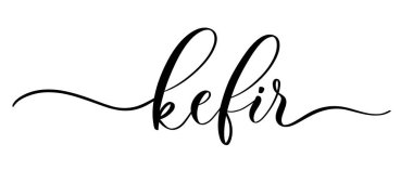 Kefir - düz çizgileri olan vektör kaligrafik yazı. Minimalist el yazısı çizimleri.