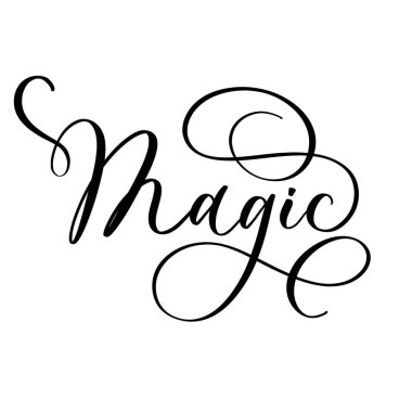 Sihir - düz çizgileri olan vektör kaligrafik yazı.