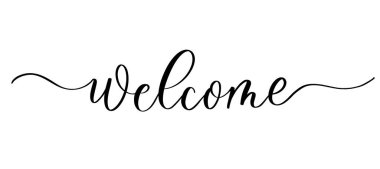 Welcome - vector calligraphic inscription with smooth lines. clipart