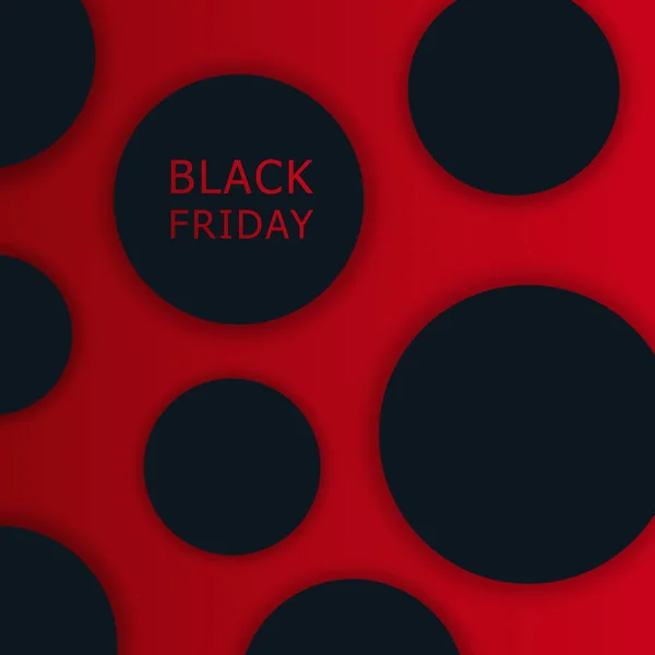Black Friday Sale Vector Illustration Banner Template Black Objects Red — Stock Vector